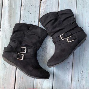 Rampage Black Slouchy Boots Girls Size 5